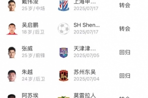 申花夏窗匯總：引進(jìn)外援阿蘇埃，崔麟、戴偉浚補(bǔ)報名