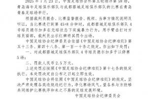 手臂擊打?qū)Ψ角騿T面部！足協(xié)官方：蓉城球員德爾加多停賽5場(chǎng)！
