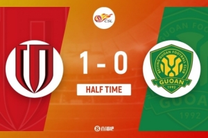 半場(chǎng)-蓉城暫1-0國(guó)安 德爾加多破門甘超獻(xiàn)助攻國(guó)安半場(chǎng)僅1射正