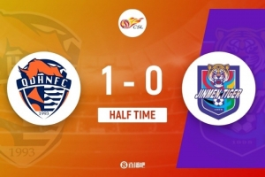 半場(chǎng)-青島海牛1-0天津津門虎 蘭克爾-澤破門雙方9分鐘內(nèi)3度染黃
