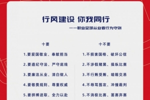 行風(fēng)建設(shè) 你我同行——職業(yè)足球從業(yè)者行為守則
