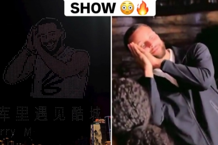 震撼！重慶用無(wú)人機(jī)表演庫(kù)里超遠(yuǎn)三分 庫(kù)里本人樂(lè)開(kāi)花